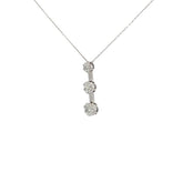14k White Gold 1.00ct G SI1 Round Diamond Past, Present, Future Necklace